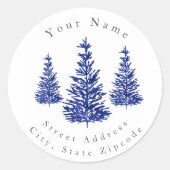 Indigo Waterverf Pine Trees Labels (Voorkant)