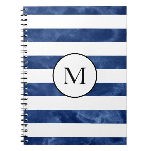 Indigo Waterverf Stripes Notitieboek (Voorkant)