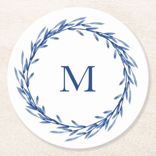 Indigo Waterverf verliest adem Ronde Kartonnen Onderzetter (Voorkant)