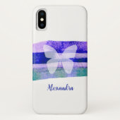 Indigo Waterverf vlinder gepersonaliseerd Case-Mate iPhone Case (Achterkant)