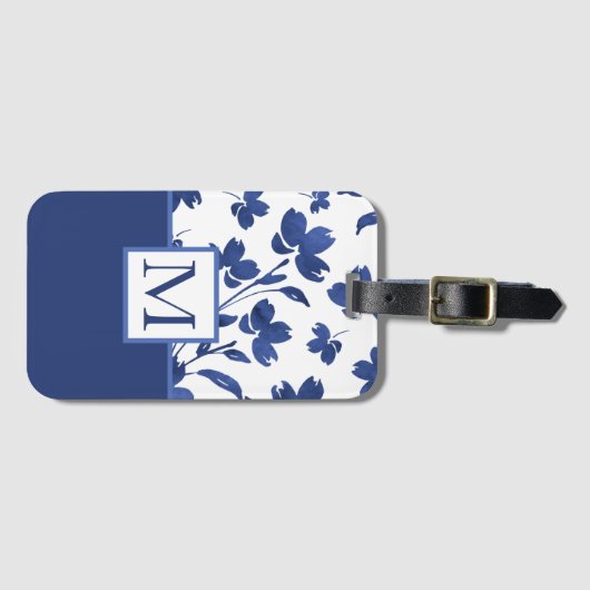 Indigo Waterverf Vloerstenen Bagagelabel (Voorkant (horizontaal))