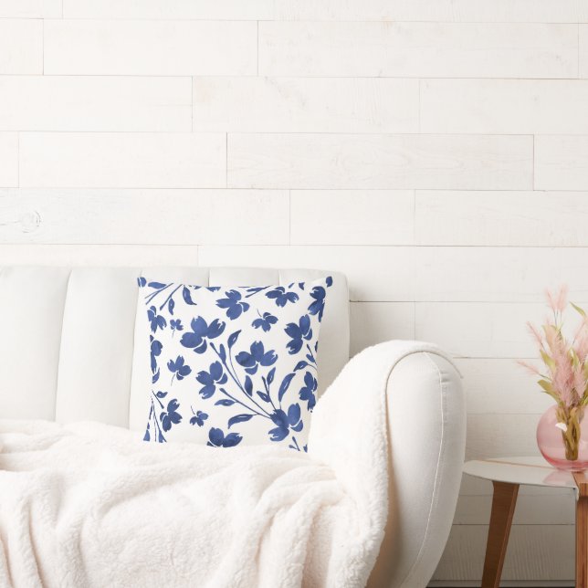 Indigo Waterverf Vloerstenen Kussen (Bank)