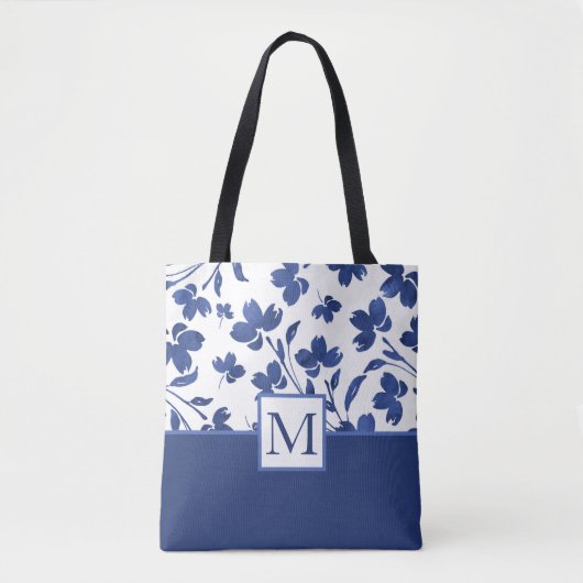 Indigo Waterverf Vloerstenen Tote Bag (Voorkant)