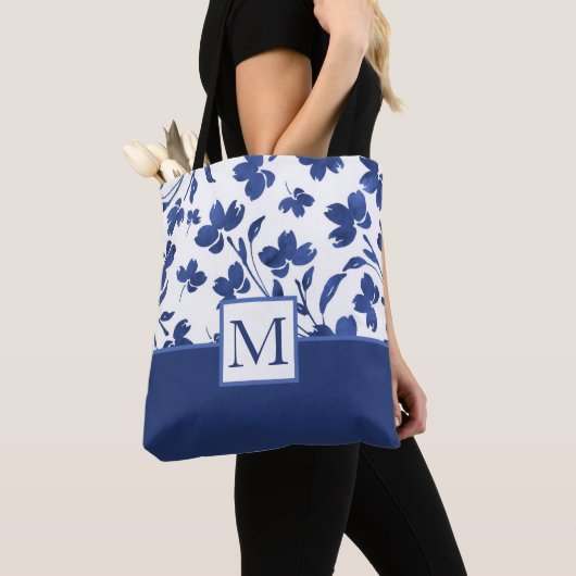 Indigo Waterverf Vloerstenen Tote Bag (Dichtbij)