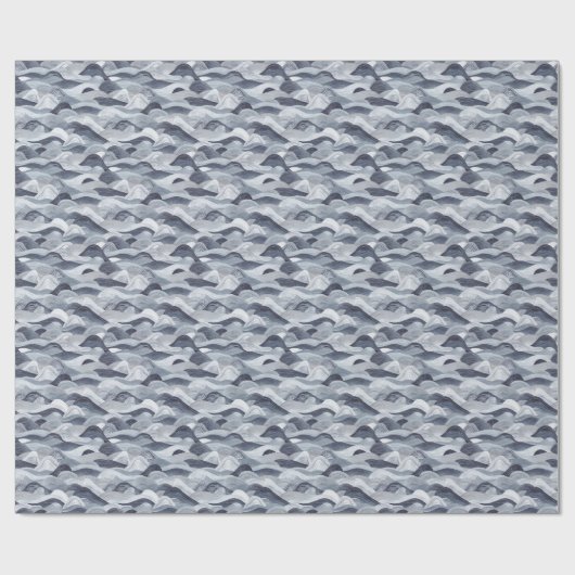 Indigo Waterverf Wave Naadloos Cadeaupapier (Vlak)