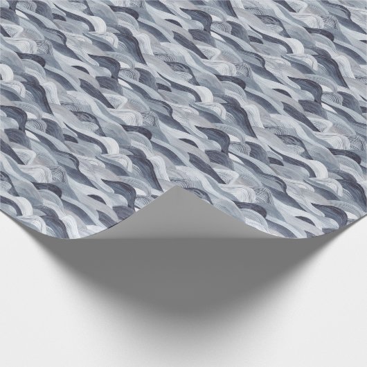 Indigo Waterverf Wave Naadloos Cadeaupapier (Hoek)