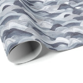 Indigo Waterverf Wave Naadloos Cadeaupapier (Rol Hoek)