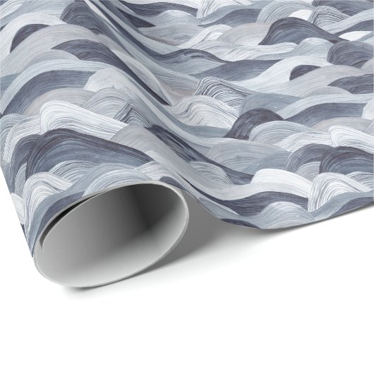 Indigo Waterverf Wave Naadloos Cadeaupapier (Rol Hoek)