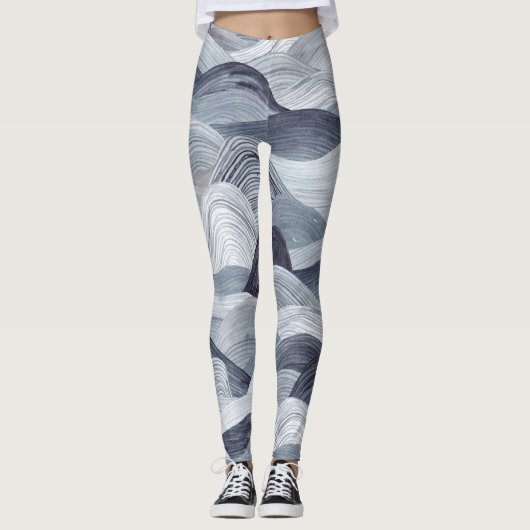 Indigo Waterverf Wave Naadloos Leggings (Voorkant)