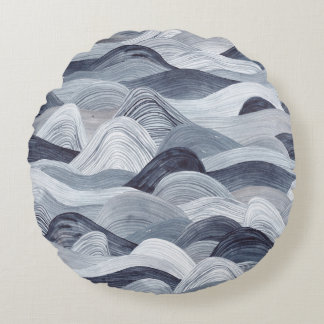Indigo Waterverf Wave Naadloos Rond Kussen