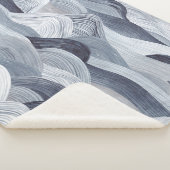 Indigo Waterverf Wave Naadloos Sherpa Deken (3/4)