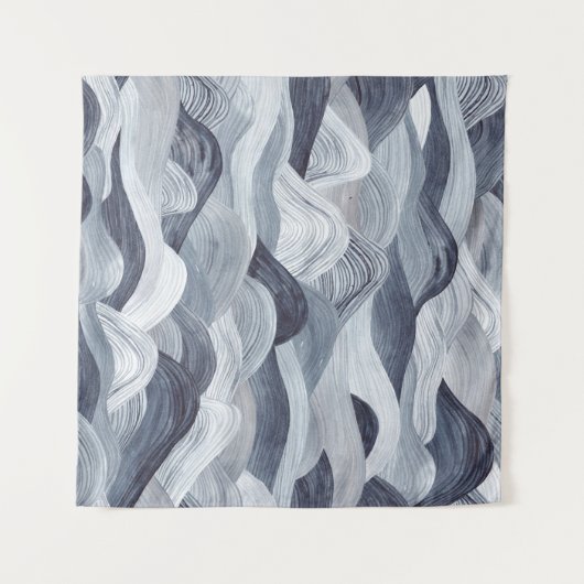 Indigo Waterverf Wave Naadloos Wandkleed (Voorkant (horizontaal))