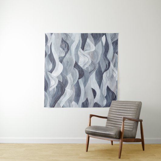 Indigo Waterverf Wave Naadloos Wandkleed (In Situ (horizontaal))