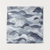 Indigo Waterverf Wave Naadloos Wandkleed (Voorkant)