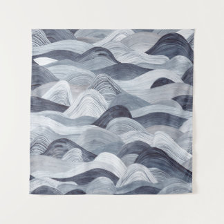 Indigo Waterverf Wave Naadloos Wandkleed