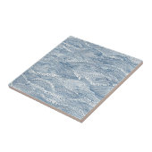 Indigo Wave Line Art Tegeltje (Zijkant)