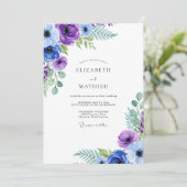 Indigo Weelderige Botanische Bruiloft Kaart (Staand voorkant)