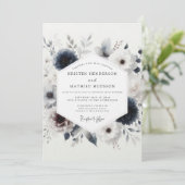 Indigo Winter Floral Wedding Kaart (Staand voorkant)