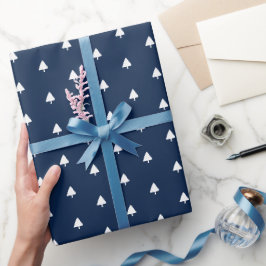 Indigo Winter Tree Waterverf Pattern Cadeaupapier