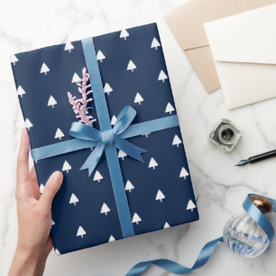 Indigo Winterboom Watercolor Patroon Cadeaupapier