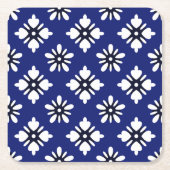  indigo wit katazome bloemen oosters kartonnen onderzetters (Voorkant)