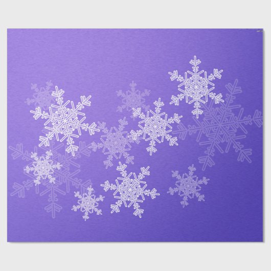 Indigo Witte Sneeuwvlokken Minimalistisch Kerstfee Cadeaupapier (Vlak)