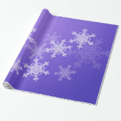 Indigo Witte Sneeuwvlokken Minimalistisch Kerstfee Cadeaupapier (Uitgerold)