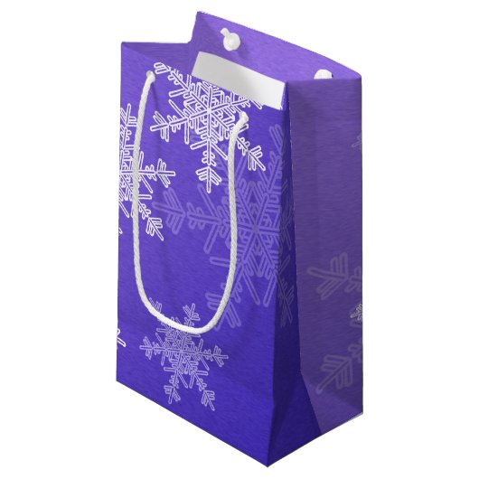 Indigo Witte Sneeuwvlokken Minimalistisch Kerstfee Klein Cadeauzakje (Voorkant Gekanteld)