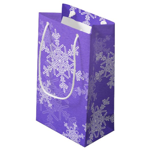Indigo Witte Sneeuwvlokken Minimalistisch Kerstfee Klein Cadeauzakje (Achterkant Gekanteld)
