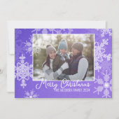 Indigo Witte Sneeuwvlokken Minimalistische Kerst F Feestdagenkaart (Voorkant)