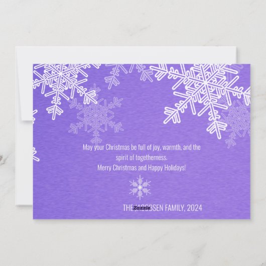 Indigo Witte Sneeuwvlokken Minimalistische Kerst F Feestdagenkaart (Achterkant)