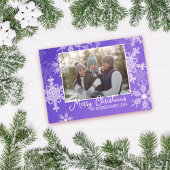 Indigo Witte Sneeuwvlokken Minimalistische Kerst F Feestdagenkaart