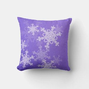 Indigo Witte Sneeuwvlokken Minimalistische Kerst Kussen