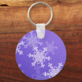 Indigo Witte Sneeuwvlokken Minimalistische Kerst N Sleutelhanger (Achterkant)