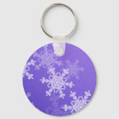 Indigo Witte Sneeuwvlokken Minimalistische Kerst N Sleutelhanger (Achterkant)