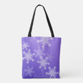 Indigo Witte Sneeuwvlokken Minimalistische Kerst Tote Bag (Achterkant)