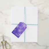 Indigo witte sneeuwvlokken Minimalistische Kerstmi Cadeaulabel (Met Touw)