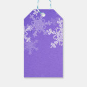 Indigo witte sneeuwvlokken Minimalistische Kerstmi Cadeaulabel (Achterkant)