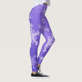 Indigo Witte Sneeuwvlokken Minimalistische Kerstmi Leggings (Rechts)
