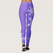 Indigo Witte Sneeuwvlokken Minimalistische Kerstmi Leggings (Achterkant)