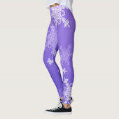 Indigo Witte Sneeuwvlokken Minimalistische Kerstmi Leggings (Links)