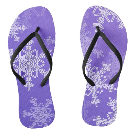 Indigo witte sneeuwvlokken Minimalistische Kerstmi Teenslippers (Voetbed)