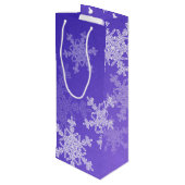 Indigo witte sneeuwvlokken Minimalistische Kerstmi Wijn Cadeautas (Achterkant Gekanteld)