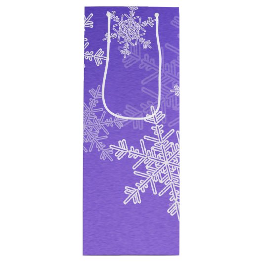 Indigo Witte Sneeuwvlokken Minimalistische Kerstmi Wijn Cadeautas (Voorkant)