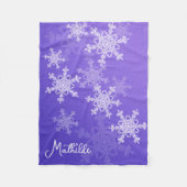 Indigo Witte Sneeuwvlokken Minimalistische Kerstna Fleece Deken (Voorkant)
