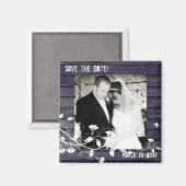 Indigo Wood Photo Save the Date Magnet (Voorkant / Achterkant)
