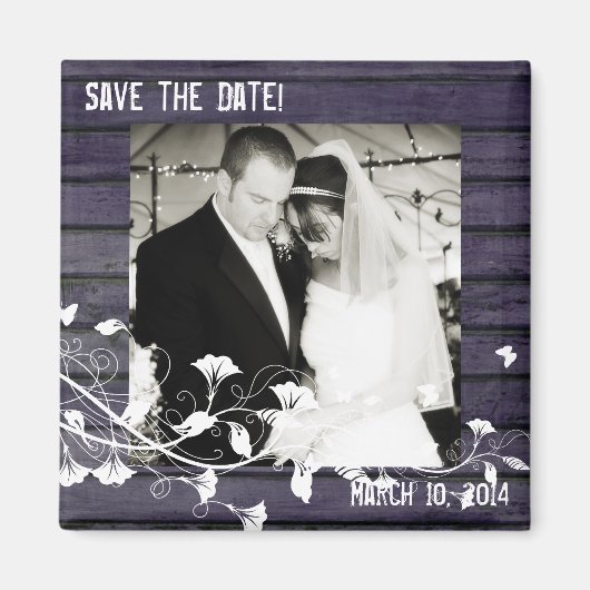Indigo Wood Photo Save the Date Magnet (Voorkant)