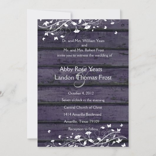 Indigo Wood Wedding Invitation Kaart (Voorkant)