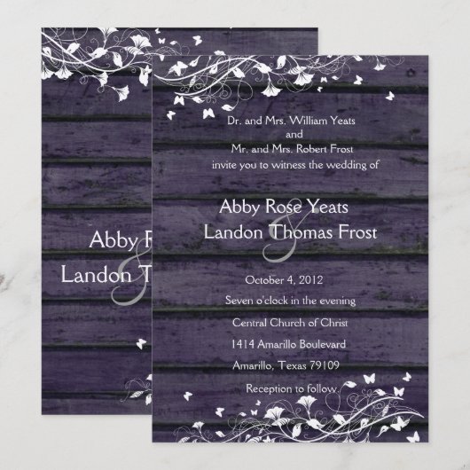 Indigo Wood Wedding Invitation Kaart (Voorkant / Achterkant)