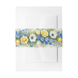 Indigo & Yellow Bloom Uitnodiging Buikband Uitnodigingen Wikkel